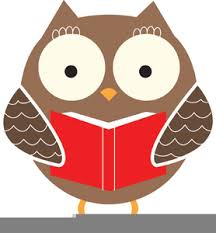  Cartoon owl reading a book.